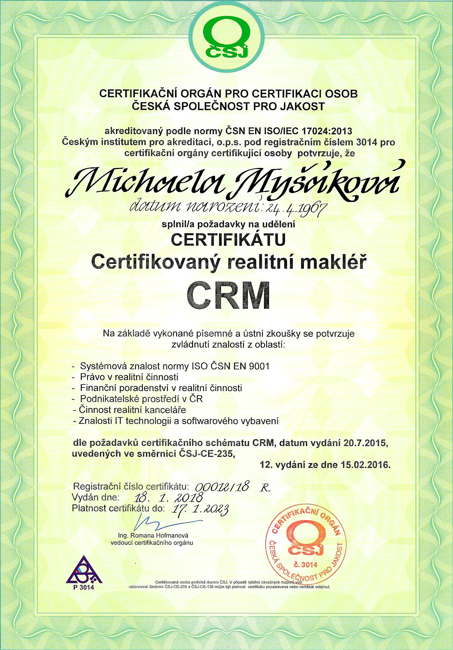 ISO Certifikát 2018